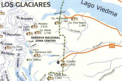 Mapa del Glaciar Perito Moreno y Calafate